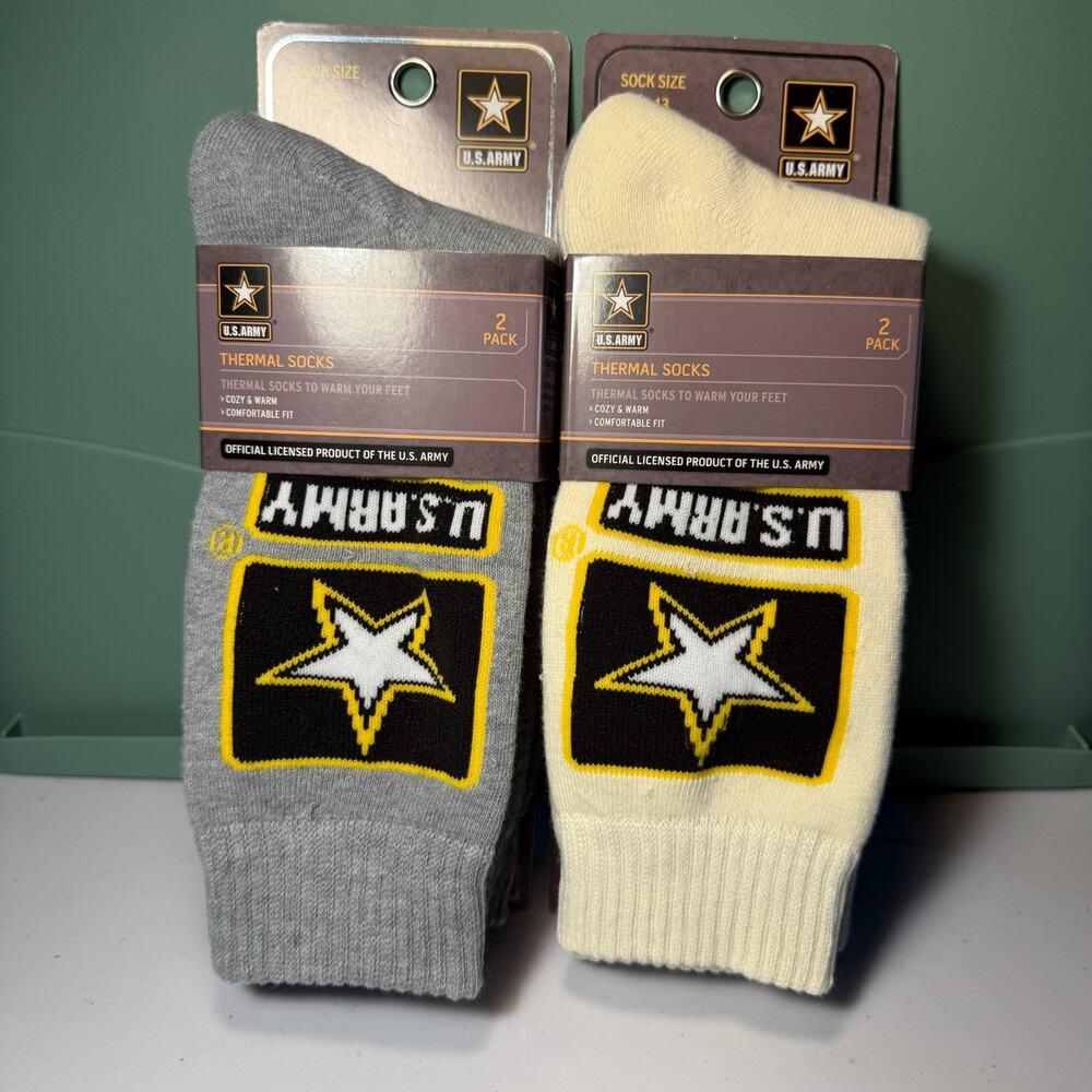 NEW US ARMY (4 Pairs) Men 2 - 2 packs Thermal Socks Sock Size 10-13 Licensed